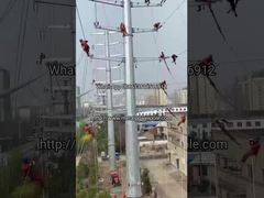 Pemasangan tiang baja daya di lokasi#Listrik#Pekerjaan listrik#tiang transmisi