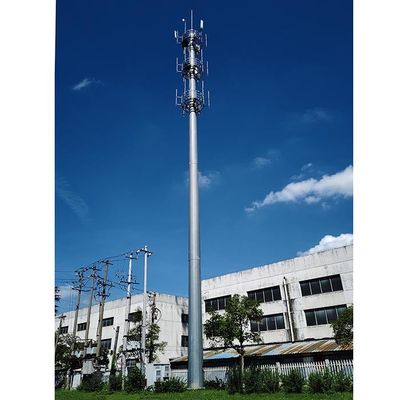 Serbuk Lapisan 40m Antenna Baja Monopoles Dengan Platform