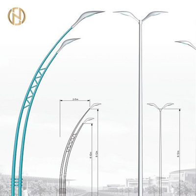 3-12M Tiang Lampu Jalan Bentuk Kerucut Q345B Tiang Baja Dengan Lengan Ganda