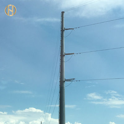 Tiang Utilitas Listrik 138KV HDG 35M Dengan Baseplate Dan Bolt Jangkar M48 60-90 Derajat