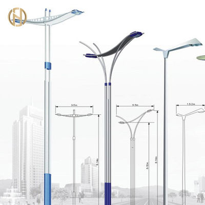 8M Segi Delapan Bentuk Tiang Lampu Jalan Q345B Tiang Baja Lengan Ganda