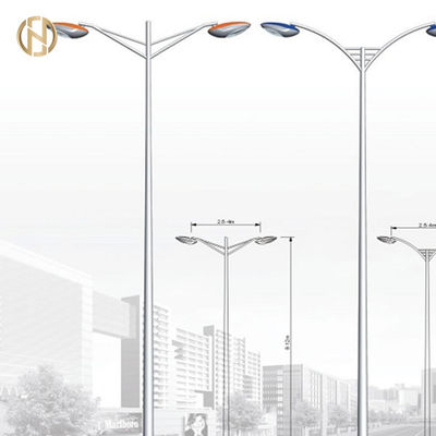 Tiang Lampu Jalan Surya Galvanis / Tiang Lampu Baja / Tiang Lampu Dengan Lengan Tunggal Atau Ganda