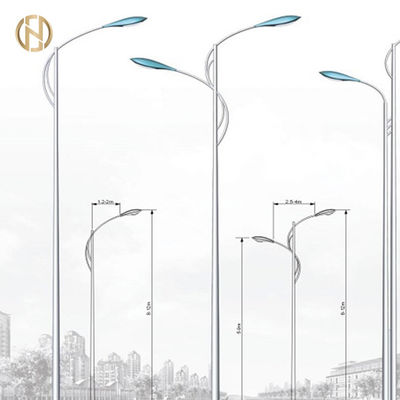 Tiang Lampu Jalan 6M 8M 10M 12M Bentuk Segi Delapan Q235B / Q345B