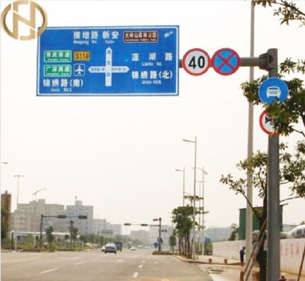 6M 8M 10M Road Sign Tiang Kustom Q235B Steel Highway Sign Posts