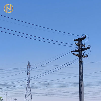 Warna Abu-abu Galvanis Tiang Baja Segi Delapan 69KV NEA 50FT 55FT 60FT 65FT 70FT