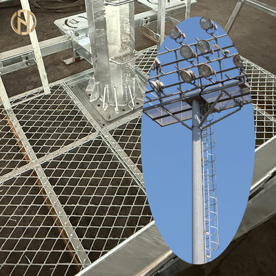 Beli Tiang Tiang Tinggi Galvanis Celup Panas dengan Sistem Pengangkat Kendali Jarak Jauh untuk Pemeliharaan Lampu Stadion yang Aman dan Nyaman online manufacture