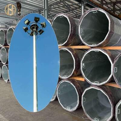 Beli Pencahayaan tiang tinggi 25m 30m 35m Tinggi Baja Octagonal Galvanized tiang lampu dengan menaikkan menurunkan perangkat Lampu led banjir online manufacture