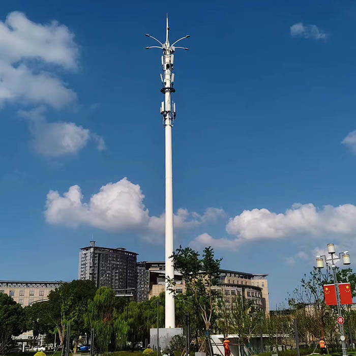 Monopoles telekomunikasi Hot Dip Galvanized yang disesuaikan dengan platform atau antena