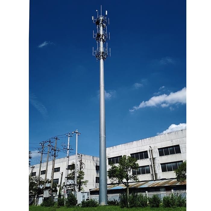 Serbuk Lapisan 40m Antenna Baja Monopoles Dengan Platform