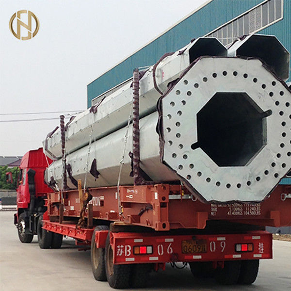 Q345 Tiang Utilitas Baja Tubular 138KV Hot Dip Galvanized Surface ASTM570