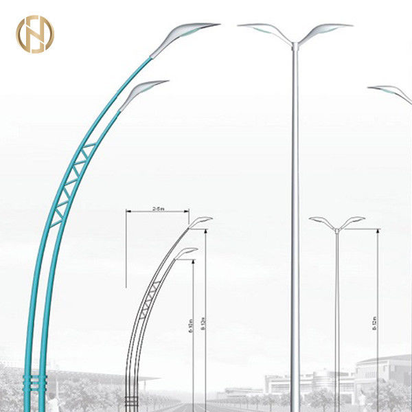 3-12M Tiang Lampu Jalan Bentuk Kerucut Q345B Tiang Baja Dengan Lengan Ganda