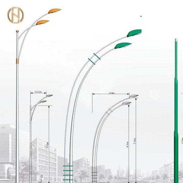Tiang Lampu Galvanis Hot Dip 9 M Bentuk Segi Delapan Dengan Sertifikasi ISO SGS