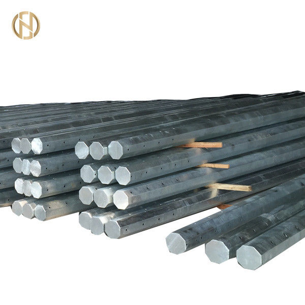 Ground Mounted 15M Listrik Power Post Dengan Koneksi Flange Baseplate 400x400mm