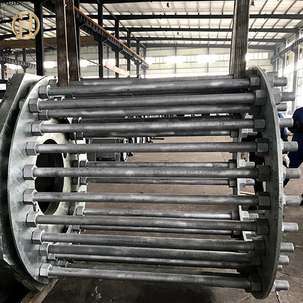 110KV 115KV Bahan Daya Baja Galvanis Tiang Q460C Umur Panjang