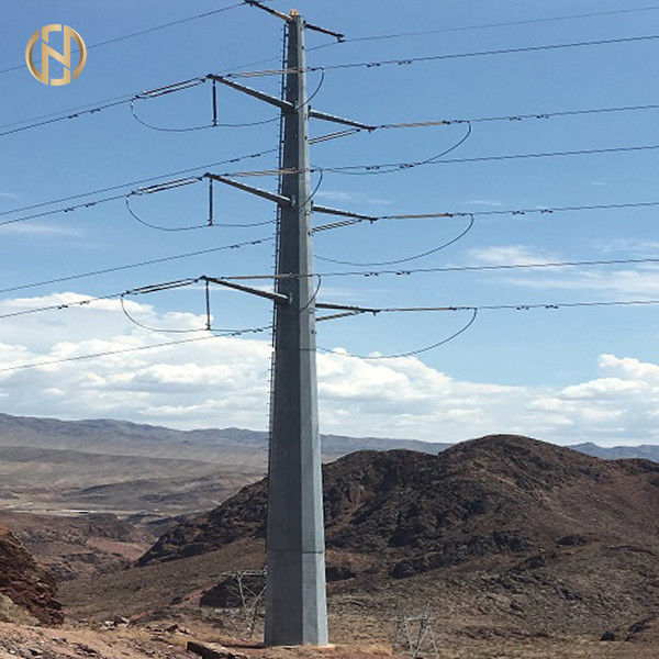 110KV 115KV Bahan Daya Baja Galvanis Tiang Q460C Umur Panjang