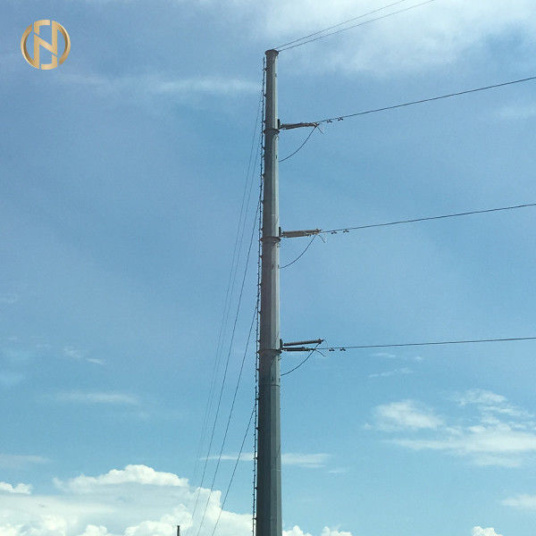 21M 69KV Tiang Listrik Galvanis Baja Galvanis Post Tahan Angin