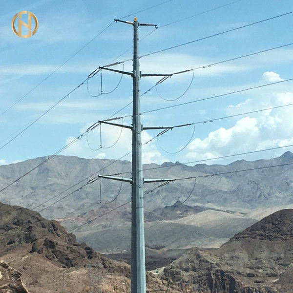 Tiang Listrik Galvanis Hot Dip 166KV 38m Untuk Saluran Transmisi Daya