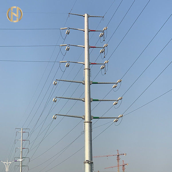 Tiang Utilitas Baja Listrik Dodecagon Hot Dip Galvanis 32m 110FT