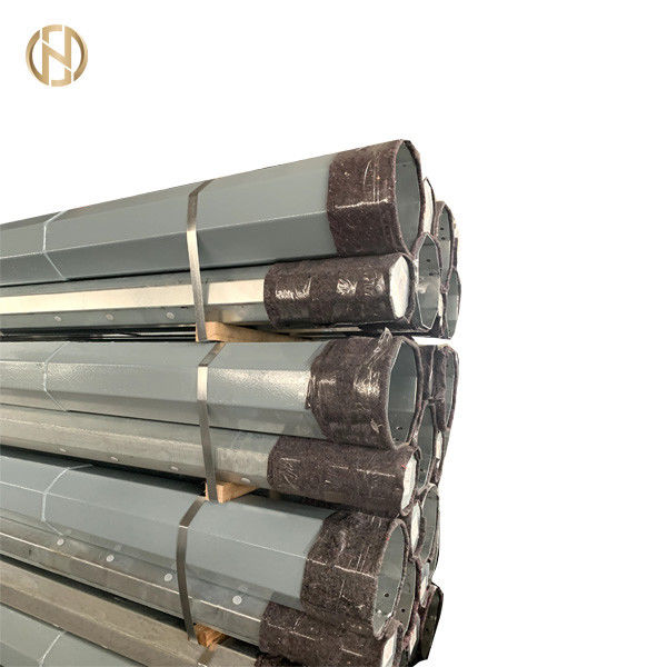 Tiang Listrik Logam Tubular 11M 450daN 550daN Silikon Rendah Galvanisasi Jadi