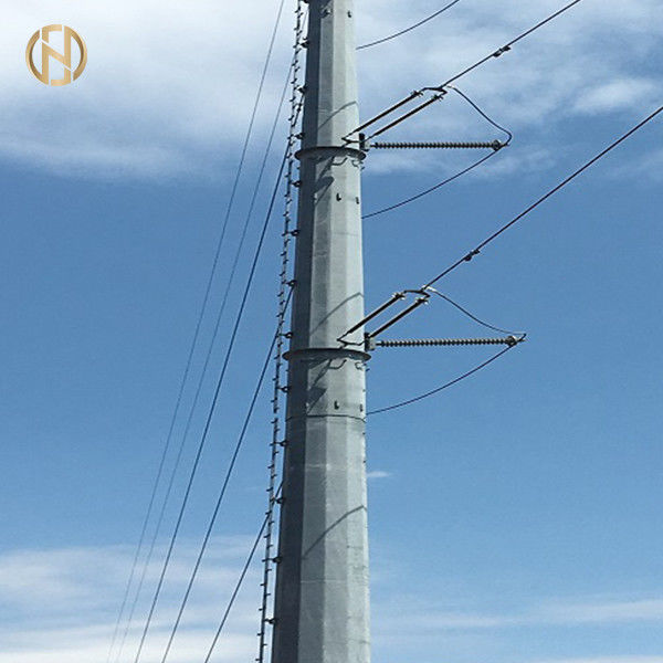 Tiang Utilitas Logam Baja 69KV ASTM A 123 Hot Dip Galvanisasi Daya Tahan Tinggi