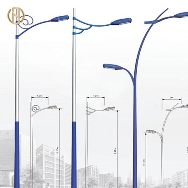 Tiang Lampu Jalan 6 - 15M Tiang Lampu Baja Anti Korosi Dengan Berbagai Desain