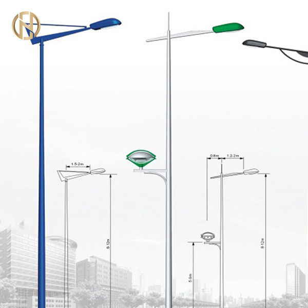 85um Tiang Lampu Galvanis Q235B Metal Light Post Tahan Gempa