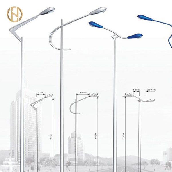 Tiang Lampu Jalan Surya Galvanis / Tiang Lampu Baja / Tiang Lampu Dengan Lengan Tunggal Atau Ganda