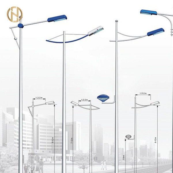 8M Segi Delapan Bentuk Tiang Lampu Jalan Q345B Tiang Baja Lengan Ganda