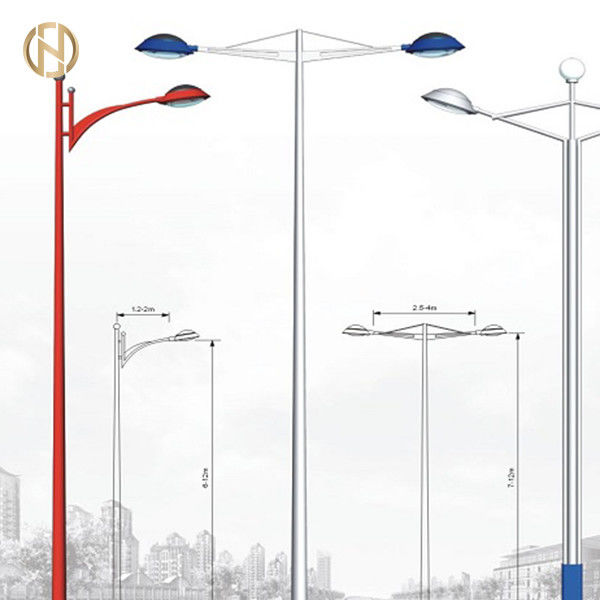 Tiang Lampu Jalan 6M 8M 10M 12M Bentuk Segi Delapan Q235B / Q345B