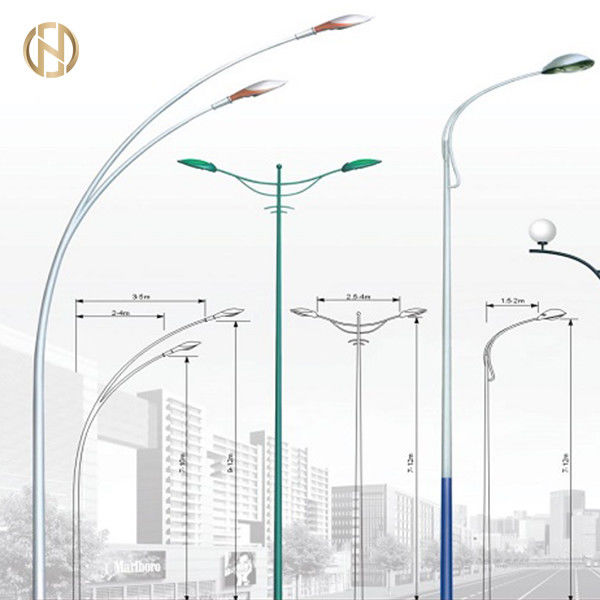 3-12M Tiang Lampu Jalan Bentuk Kerucut Q345B Tiang Baja Dengan Lengan Ganda