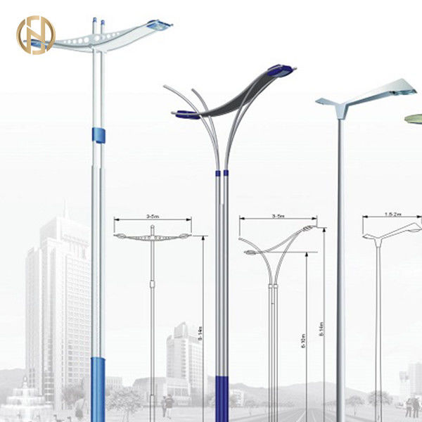 8M Segi Delapan Bentuk Tiang Lampu Jalan Q345B Tiang Baja Lengan Ganda