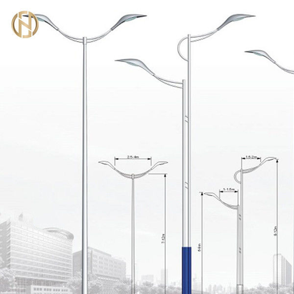 Tiang Lampu Jalan Listrik 20FT Tiang Lampu Jalan Tunggal Atau Ganda Lengan