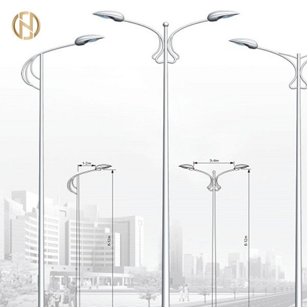 Tiang Lampu Jalan 10 M Bentuk Segi Delapan Lampu Baja dengan Lengan Tunggal