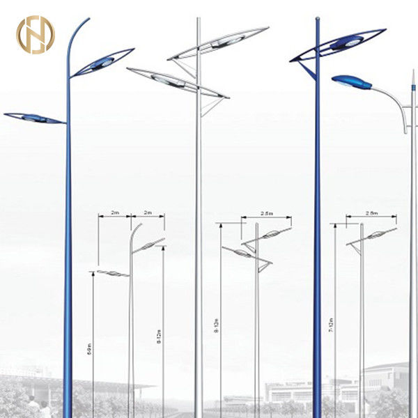 Disesuaikan 3m 6m 8m 12m Hot Dip Galvanized Octagonal Street Light Pole