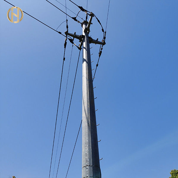 6000daN Tubular Steel Pole 19M Transmisi Lengan Davit Galvanis