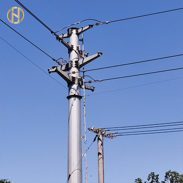 19M 3000daN 60FT Tubular Tapered Steel Pole Monopole Tower Untuk Jalur Transmisi