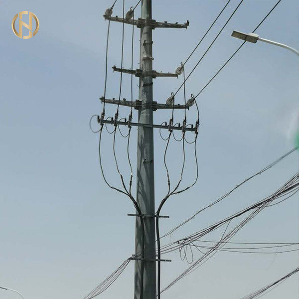 6000daN Tubular Steel Pole 19M Transmisi Lengan Davit Galvanis