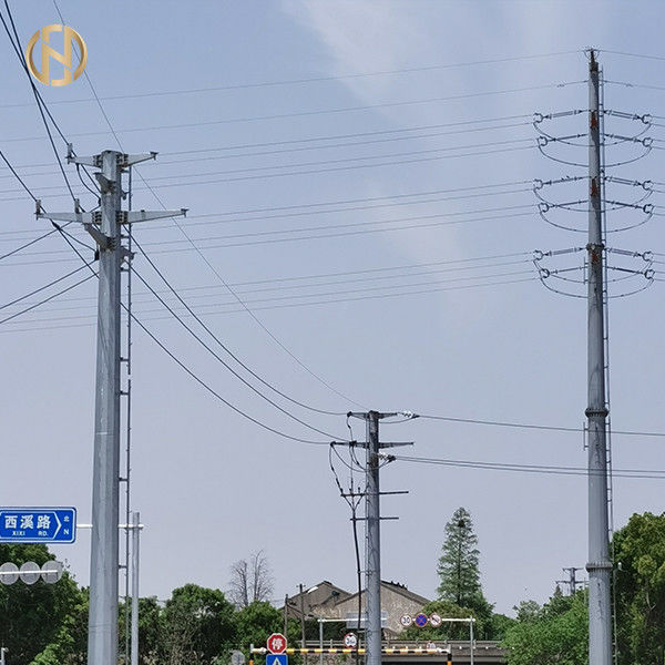 Tiang Utilitas Logam Jenis Terkubur GR50 Bentuk Segi Delapan 15KV 33KV 14m