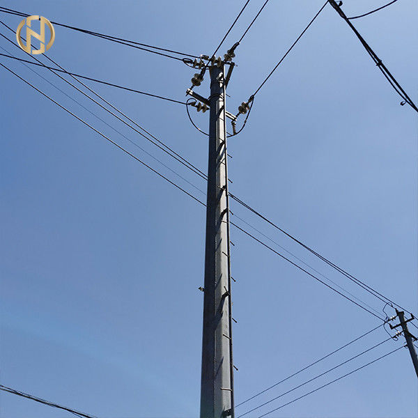 Warna Abu-abu Galvanis Tiang Baja Segi Delapan 69KV NEA 50FT 55FT 60FT 65FT 70FT