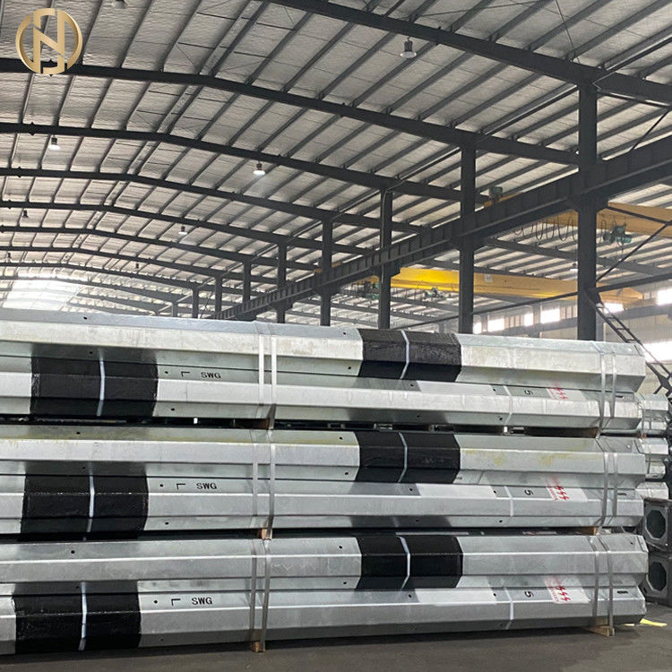 ASTM 633 12m Hot Dip Galvanized Metal Light Pole Untuk Transmisi Daya
