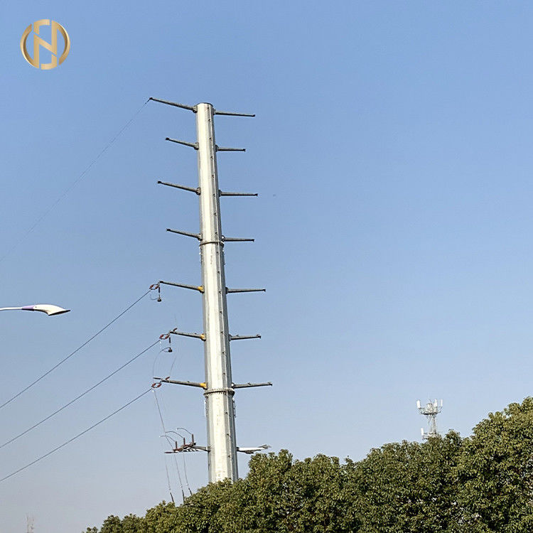 Tiang Utilitas Baja Logam Galvanis 9M 350daN 200daN Untuk Distribusi Daya 11kv