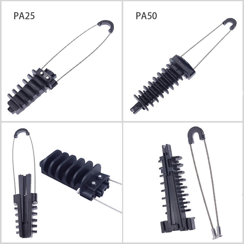 Plastik Overhead Line Dead End Cable Clamp Fiber Optic Anchoring Tension