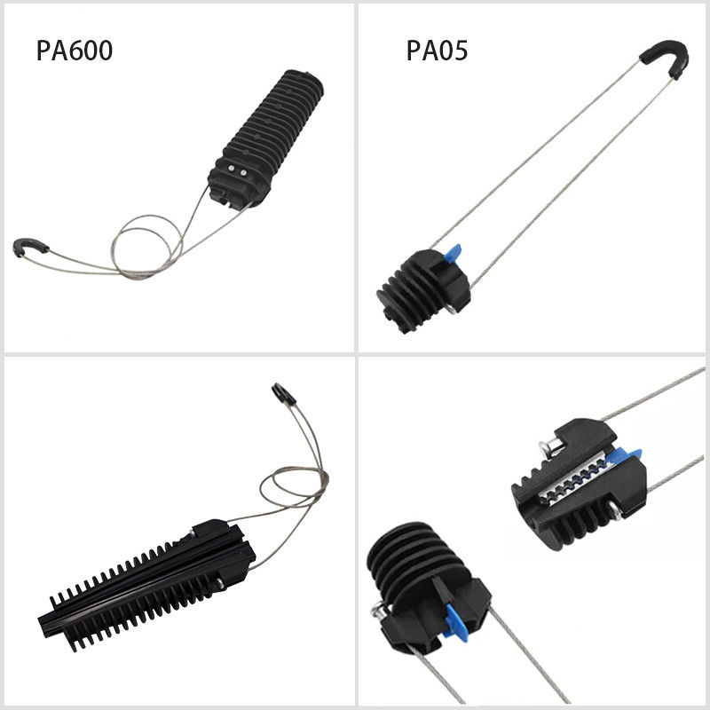 Plastik Overhead Line Dead End Cable Clamp Fiber Optic Anchoring Tension