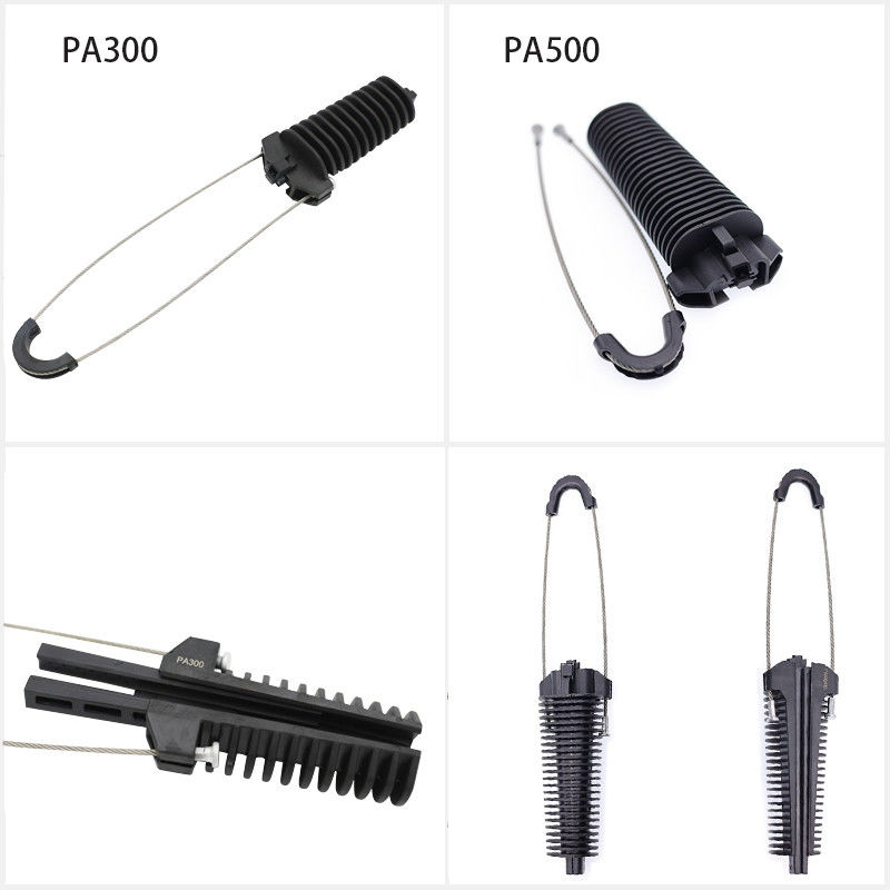 Plastik Overhead Line Dead End Cable Clamp Fiber Optic Anchoring Tension
