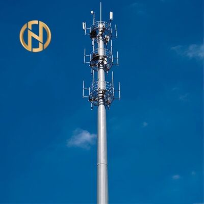 FUTAO Hot Sale 30m Galvanized Steel Pole Monopole; Heavy Duty Telecommunication Tower Antenna Mast untuk Stasiun Basis 5G