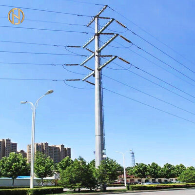 Tapered Overlap Joint Q355 Galvanized Steel Utility Pole, 15-20M Octagonal Power Distribution Pole untuk 10-35kV, Verified Source Manufacturer